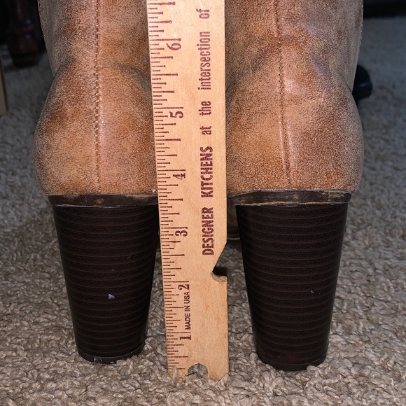 Bamboo Tracker 3 Ankle Boots Booties tan Chunky heel faux leather comfy size 8 - Picture 10 of 14